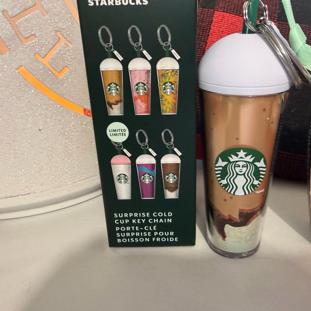 Starbucks Cold Cup Keychain - Brown and White